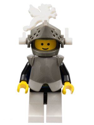LEGO Knight with Armor over Blue, Dark Gray Helmet and Visor, White Dragon Plumes minifigure