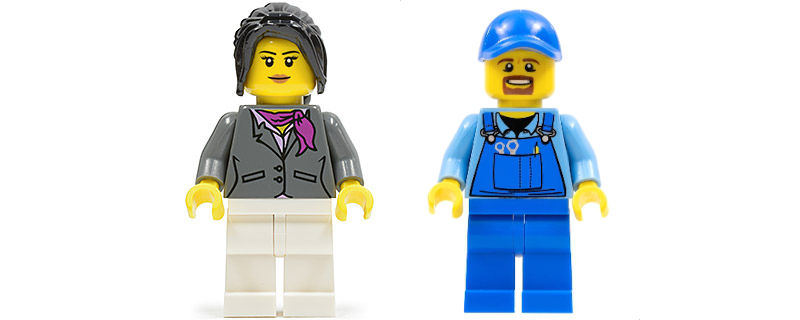 Male and Female LEGO minfigures