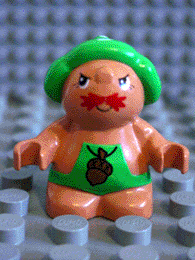 LEGO Duplo Figure Little Forest Friends, Male, Green Outfit with Acorn (Grumpy Toadstool) minifigure