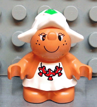 LEGO Duplo Figure Little Forest Friends, Female, White Dress with Three Red Mushrooms (Snoozy Meadowsweet) minifigure