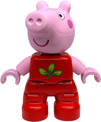 LEGO Duplo Figure Lego Ville, Peppa Pig - Red Outfit with Green and Lime Leaves (6539859) minifigure