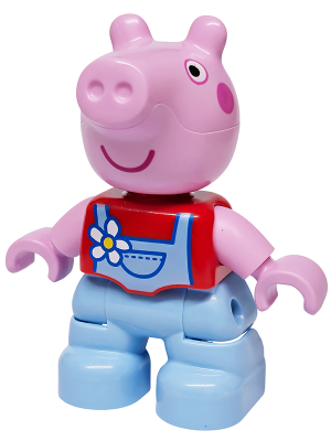 LEGO Duplo Figure Lego Ville, Peppa Pig - Bright Light Blue Overalls with White and Yellow Flower (6601198) minifigure 47205pb132