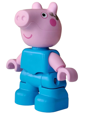 LEGO Duplo Figure Lego Ville, George Pig - Dark Azure Plain Outfit with Silver Earpiece Pattern (6600808) minifigure 47205pb133