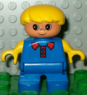 LEGO Duplo Figure, Child Type 2 Boy, Blue Legs, Blue Top, Yellow Arms, Yellow Hair minifigure
