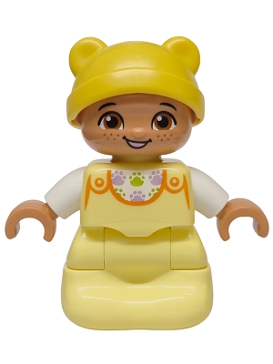 LEGO Duplo Figure Lego Ville, Baby, Bright Light Yellow Sleep Sack, White Top with Paw Prints Pattern, Yellow Hat (6567923) minifigure 7627pb01