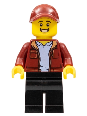 LEGO Male, Dark Red Jacket, Black Legs, Dark Red Cap minifigure