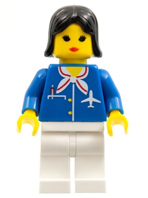 LEGO Airport - Blue with Scarf, Black Female Hair (Undetermined Type) minifigure