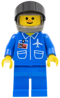 LEGO Airport - Blue, Blue Legs, Dark Gray Helmet, Black Visor minifigure