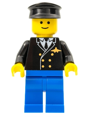 LEGO Airport - Pilot, Blue Legs, Black Hat minifigure