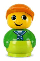 LEGO Primo Figure Boy with Lime Base, Green Top, Orange Hat minifigure