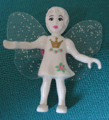 LEGO Belville Fairy - White with Flowers and Crown Pattern (Thumbelina) - With Wings and Bow minifigure
