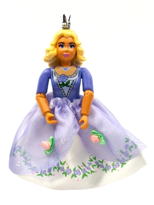 LEGO Belville Female - White Shorts, Purple Shirt, Light Yellow Hair, Purple Layered Skirt Long, Crown minifigure