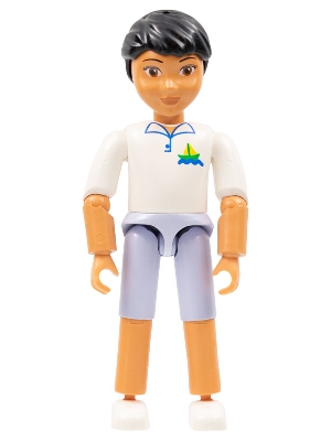LEGO Belville Male - Light Blue Shorts, White Shirt with Ship Logo, Black Hair minifigure