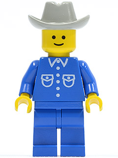LEGO Shirt with 6 Buttons - Blue, Blue Legs, Light Gray Cowboy Hat minifigure