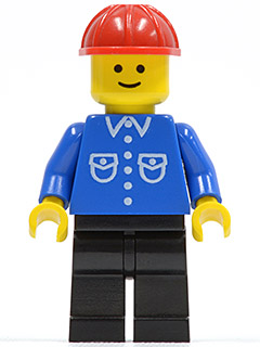 LEGO Shirt with 6 Buttons - Blue, Black Legs, Red Construction Helmet minifigure