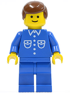 LEGO Shirt with 6 Buttons - Blue, Blue Legs, Brown Male Hair minifigure