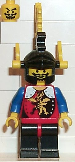 LEGO Dragon Knights - Knight 2, Black Legs with Red Hips, Black Dragon Helmet, Yellow Plumes minifigure