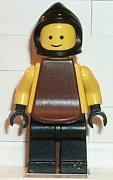 LEGO Blacksmith - Black Legs and Hips, Yellow Torso and Arms, Black Hands, Black Cowl, Brown Plastic Cape minifigure