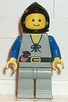 LEGO Peasant - Light Gray Legs, Black Hood minifigure