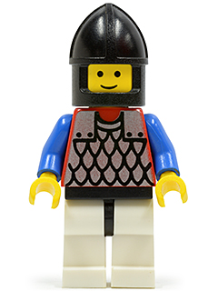 LEGO Scale Mail - Red with Blue Arms, White Legs with Black Hips, Black Chin-Guard minifigure