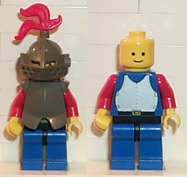 LEGO Breastplate - Armor over Blue, Dark Gray Helmet and Visor, Red 3-Feather Plume minifigure