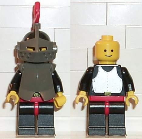LEGO Breastplate - Armor over Black, Black Helmet, Dark Gray Visor, Red 3-Feather Plume minifigure