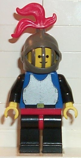 LEGO Breastplate - Blue with Black Arms, Black Legs with Red Hips, Dark Gray Grille Helmet, Red Plume, Blue Plastic Cape minifigure