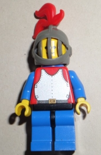 LEGO Breastplate - Red with Blue Arms, Blue Legs with Black Hips, Dark Gray Grille Helmet, Red Plume, Blue Plastic Cape minifigure