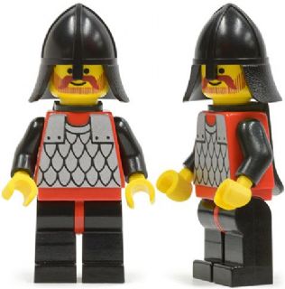 LEGO Scale Mail - Red with Black Arms, Black Legs with Red Hips, Black Neck-Protector, Black Plastic Cape minifigure