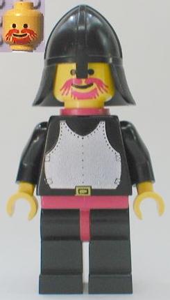LEGO Breastplate - Black, Black Legs with Red Hips, Black Neck-Protector, Red Plastic Cape minifigure