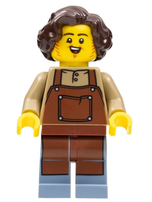 LEGO Tavern Keeper - Male, Reddish Brown Apron, Sand Blue Legs, Dark Brown Hair minifigure