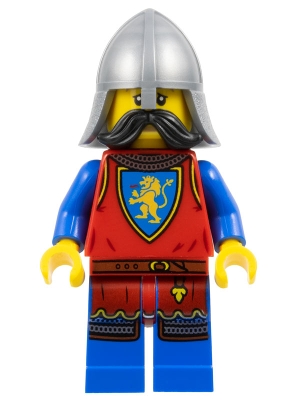 LEGO Lion Knight - Male, Flat Silver Neck-Protector, Black Moustache (Tower Guard) minifigure