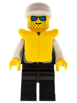 LEGO Police - Sheriff Star and 2 Pockets, Black Legs, White Arms, White Cap, Life Jacket, Blue Sunglasses minifigure