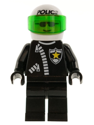 LEGO Police - Zipper with Sheriff Star, White Helmet with Police Pattern, Trans-Green Visor minifigure