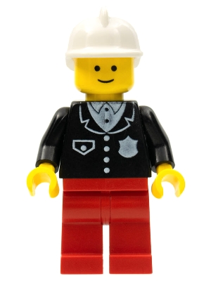 LEGO Police - Suit with 4 Buttons, Red Legs, White Fire Helmet minifigure