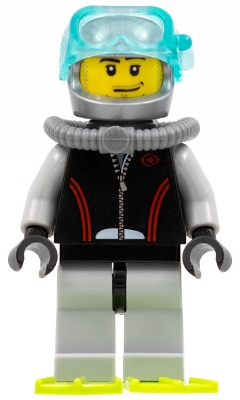 LEGO Diver, Flippers, Stubble Beard and Moustache and Sideburns, Scuba Tank minifigure