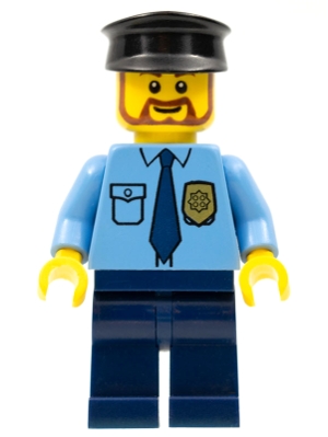 LEGO Police - City Shirt with Dark Blue Tie and Gold Badge, Dark Blue Legs, Black Hat minifigure