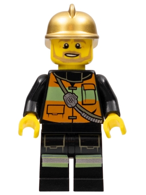 LEGO Fire Chief - Reflective Stripes with Pockets and Shoulder Strap, Gold Fire Helmet minifigure