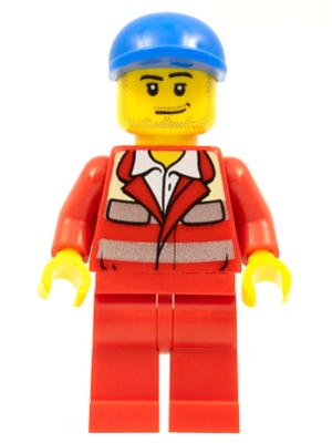 LEGO Paramedic - Red Uniform, Male, Blue Short Bill Cap minifigure