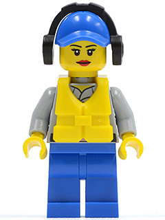 LEGO Coast Guard City - Crew Member Female, Blue Cap with Hole, Headphones minifigure