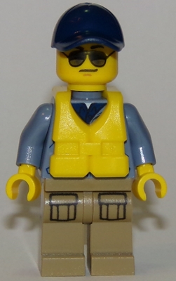 LEGO Mountain Police - Officer Male, Speed Boat with Life Jacket Center Buckle minifigure