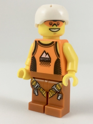 LEGO Rock Climber, Orange Tank Top, Dark Orange Legs with Clips, White Sports Helmet minifigure