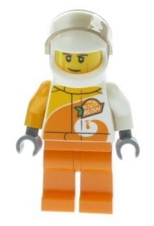 LEGO Desert Rally Racer Driver with Orange 'VITA RUSH' Logo minifigure