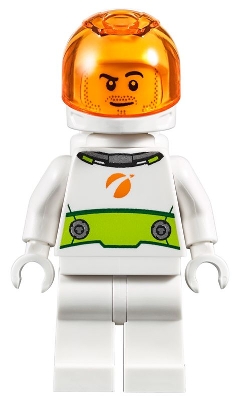 LEGO Astronaut - Male, White Spacesuit with Lime Belt, Trans Orange Large Visor, Stubble and Smirk minifigure
