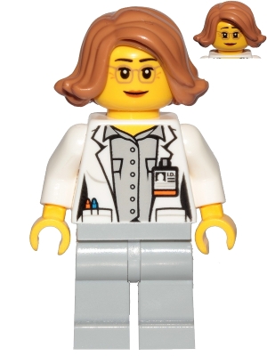 LEGO Scientist, Botanist - Female, Glasses and Medium Nougat Hair Short Swept Sideways minifigure