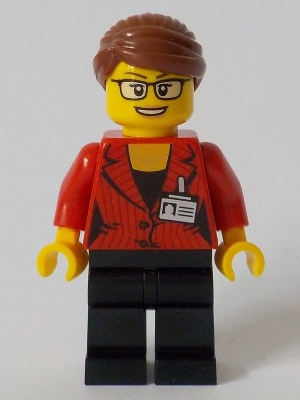 LEGO Reporter - Black Legs, Reddish Brown Hair Swept Back into Bun minifigure