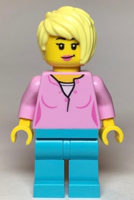 LEGO Female, Bright Pink Top, Medium Azure Legs minifigure