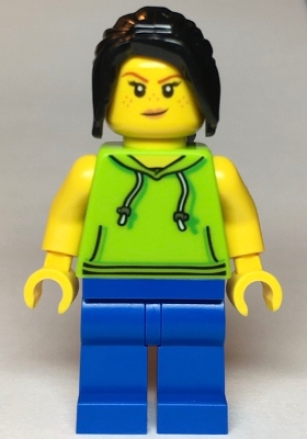 LEGO Tourist / Surfer - Female, Lime Hoodie minifigure