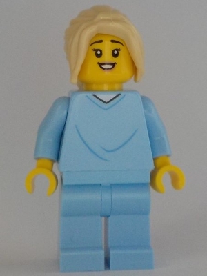LEGO Mother, Bright Light Blue Hospital Gown, Tan Hair minifigure