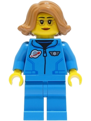 LEGO Lunar Research Astronaut - Female, Dark Azure Jumpsuit, Medium Nougat Hair, Glasses minifigure